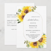 Invitation Tournesol & Eucalyptus Fête des mariées florale (Devant / Derrière)