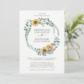Invitation Tournesol Eucalyptus Feuille Mariage moderne (Debout devant)
