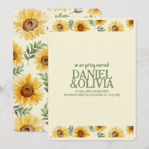 Invitation Tournesol Eucalyptus Floral Mariage botanique