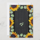 Invitation Tournesol eucalyptus mariage en bois de grange (Dos)