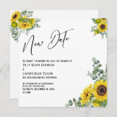 Invitation Tournesol Eucalyptus Nouvelle Date Mariage Faire-p (Devant / Derrière)