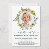 Invitation Tournesol Eucalyptus Photo Célébration De La Vie (Devant)