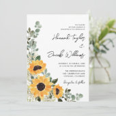 Invitation Tournesol Eucalyptus Russe Mariage (Debout devant)