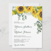 Invitation Tournesol Eucalyptus tout en un Mariage de code QR (Devant)