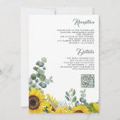 Invitation Tournesol Eucalyptus tout en un Mariage de code QR (Dos)