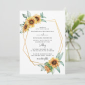 Invitation Tournesol Eucalyptus Vert Mariage d'aquarelle (Debout devant)