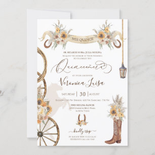 Invitation Tournesol Floral Boho Charro Quinceanera Russe