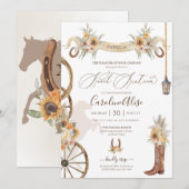 Invitation Tournesol Floral Boho Rustique Sweet sixteen occid (Devant / Derrière)