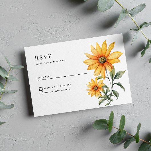 Invitation Tournesol floral botanique été RSVP
