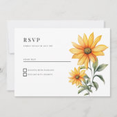 Invitation Tournesol floral botanique été RSVP (Devant)