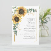 Invitation Tournesol floral Eucalyptus doux 16 Anniversaire (Debout devant)