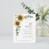 Invitation Tournesol floral Eucalyptus Surprise 40e anniversa (Debout devant)