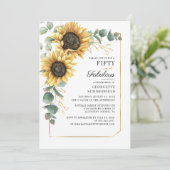 Invitation Tournesol Floral Greenery 50e anniversaire (Debout devant)