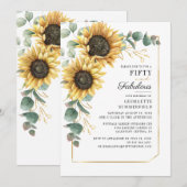 Invitation Tournesol Floral Greenery 50e anniversaire (Devant / Derrière)