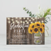 Invitation Tournesol Floral Jar Grange rustique Bois Graduati (Debout devant)