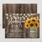 Invitation Tournesol Floral Jar Grange rustique Bois Graduati (Devant / Derrière)