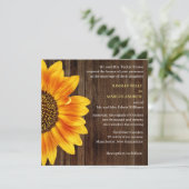 Invitation Tournesol Floral Jaune Russe Mariage Bois (Debout devant)