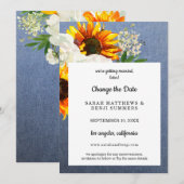 Invitation Tournesol Floral & Jean Changer la Date 2 (Devant / Derrière)