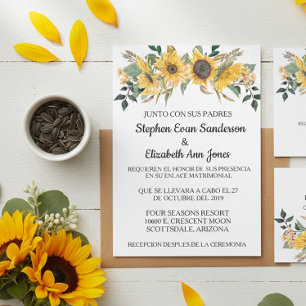 Invitation Tournesol floral mariage espagnol marine