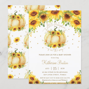 Invitation Tournesol Floral Petite fille Baby shower Citrouil