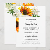 Invitation Tournesol Floral sur Fond Blanc Détails de Changem (Devant / Derrière)