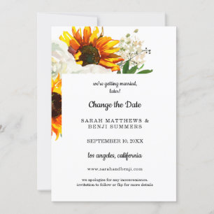 Invitation Tournesol Floral sur Fond Blanc Détails de Changem