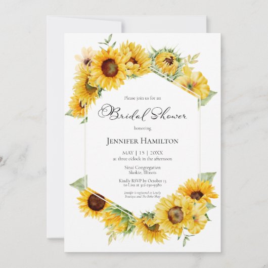 Invitation Tournesol Géométrique Automne Fête des mariées d'a (Devant)