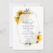 Invitation Tournesol géométrique Mariage campagnard de grange (Devant)