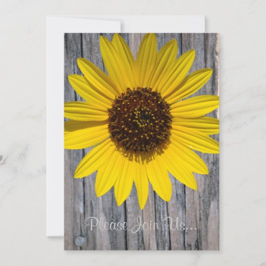 Invitation Tournesol Grain de Bois Mariage avec verset (Devant)