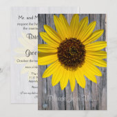 Invitation Tournesol Grain de Bois Mariage avec verset (Devant / Derrière)