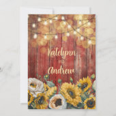 Invitation Tournesol Grange Bois Lumières Mariage rustique (Dos)