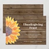 Invitation Tournesol Grange Bois Thanksgiving Dîner (Devant / Derrière)