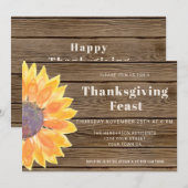 Invitation Tournesol Grange Wood Thanksgiving Dîner Invitatio (Devant / Derrière)