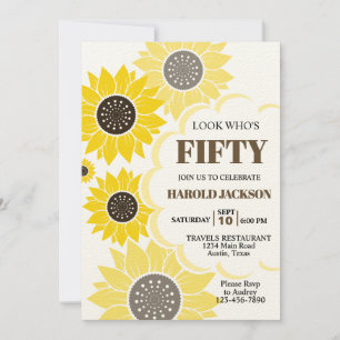 Invitation Tournesol jaune Anniversaire tout âge