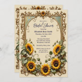 Invitation Tournesol jaune avec douche nuptiale art (Devant / Derrière)