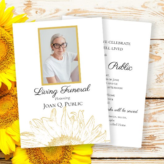 Invitation Tournesol Jaune Graphisme Vie Funéraire Fête