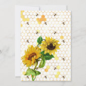 Invitation Tournesol Jaune Honeycomb abeilles Or Anniversaire (Dos)