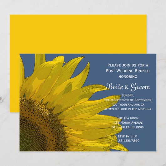 Invitation Tournesol jaune Jardin Mariage d'été Brunch (Devant / Derrière)