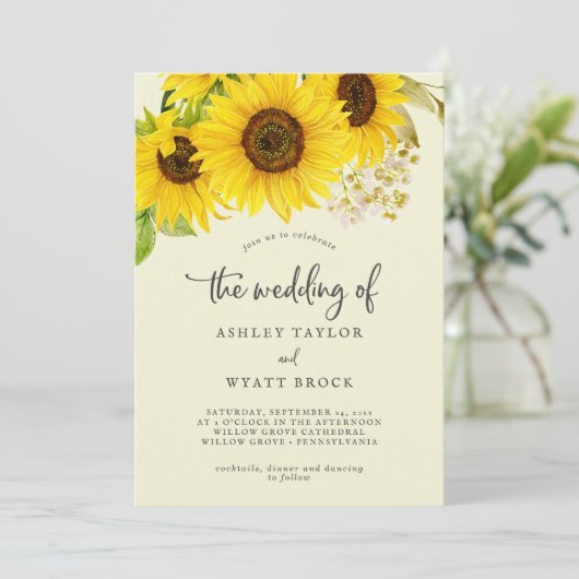 Invitation Tournesol | Jaune Le Mariage de (Debout devant)