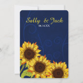 Invitation Tournesol jaune/mariage arrière - plan bleu (Dos)