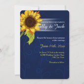 Invitation Tournesol jaune/mariage arrière - plan bleu (Devant)