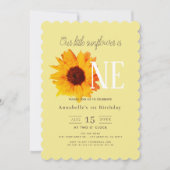 Invitation Tournesol Jaune mignonne 1er anniversaire (Devant)