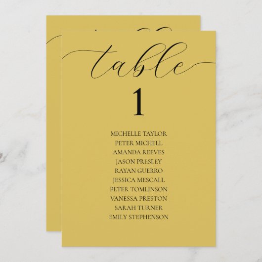 Invitation Tournesol Jaune Moder Élégant Tableau de siège (Devant / Derrière)