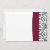Invitation Tournesol Jaune Pewer Grey Damask Mariage rouge (Dos)
