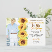 Invitation Tournesol jaune Photo 80e anniversaire (Debout devant)