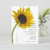 Invitation Tournesol jaune sur Baby shower blanc (Debout devant)