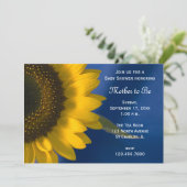 Invitation Tournesol jaune sur Baby shower bleu (Debout devant)