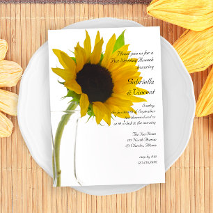 Invitation Tournesol Jaune sur Brunch de Mariage au Poteau Bl