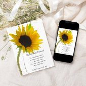 Invitation Tournesol jaune sur mariage blanc Enregistrer la d
