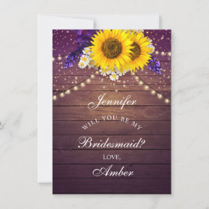 Invitation Tournesol jaune violet russe Floral Country Barn